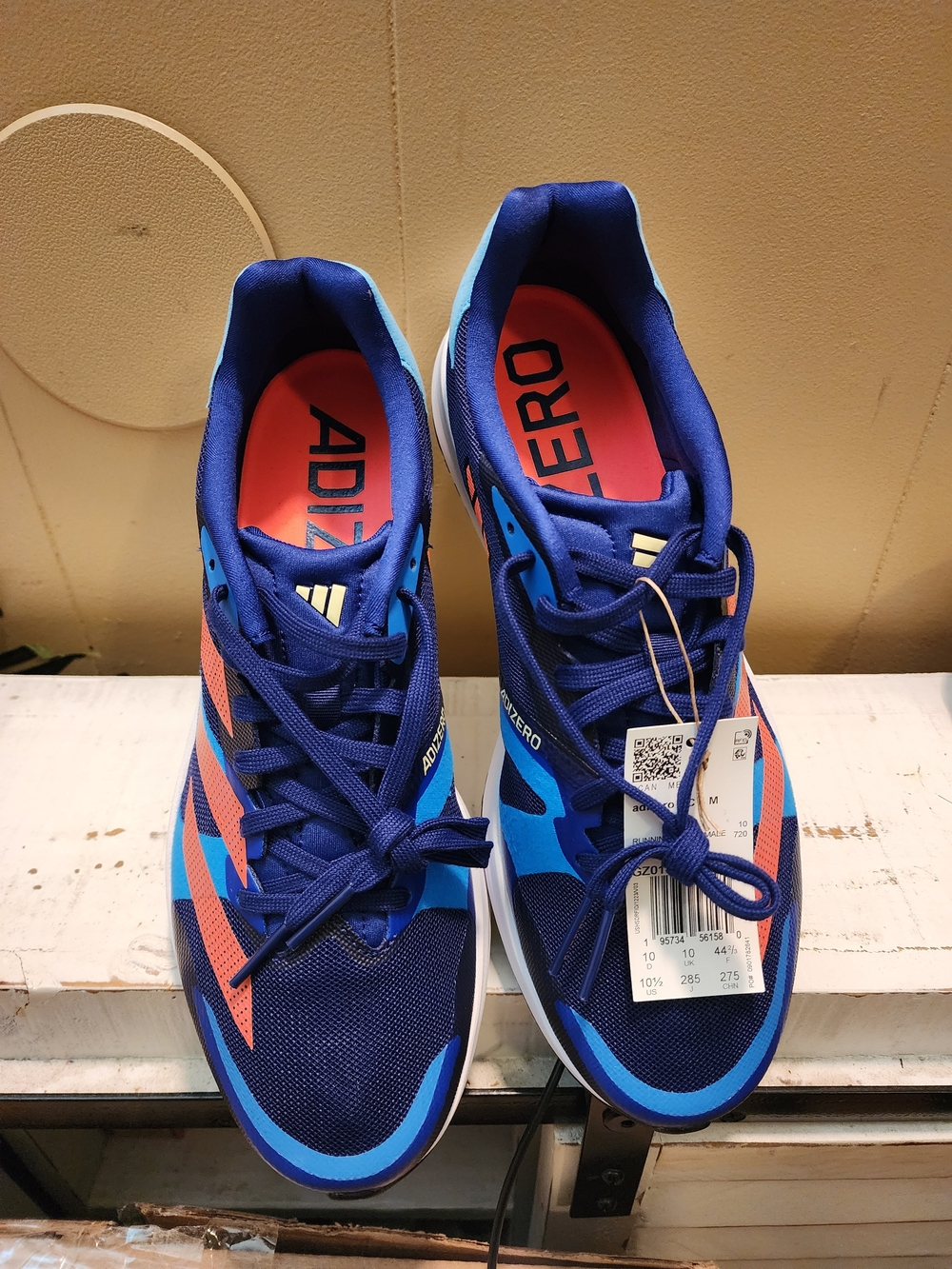 adidas Men’s Navy and Bright Blue Running Shoes with Coral Accents